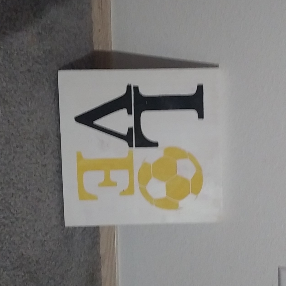 Soccer sign for decor.